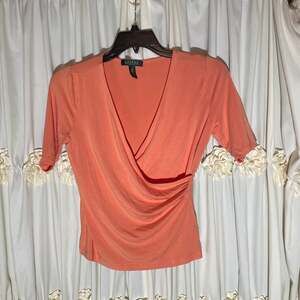 Ralph Lauren Salmon Women Blouse Top Size Med petite